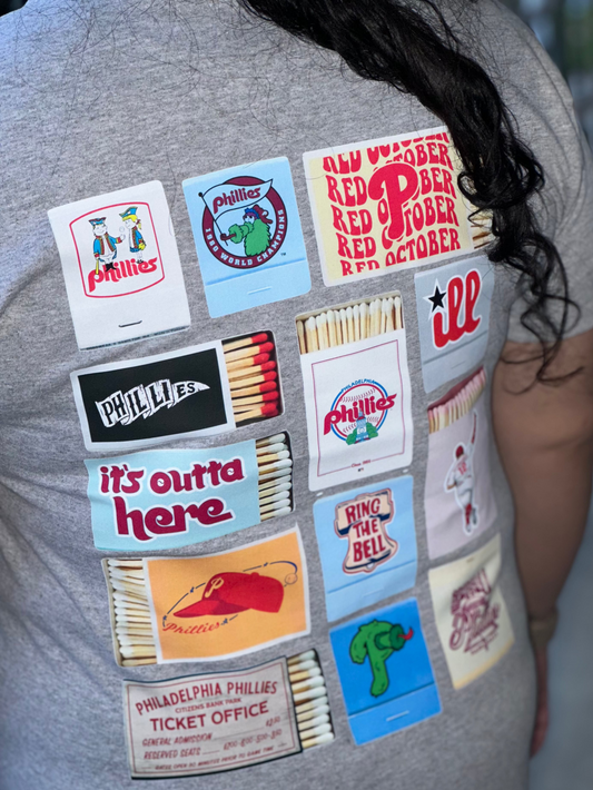 Philadelphia Phillies Matchbox Design T-Shirt, Retro Baseball Graphic Tee