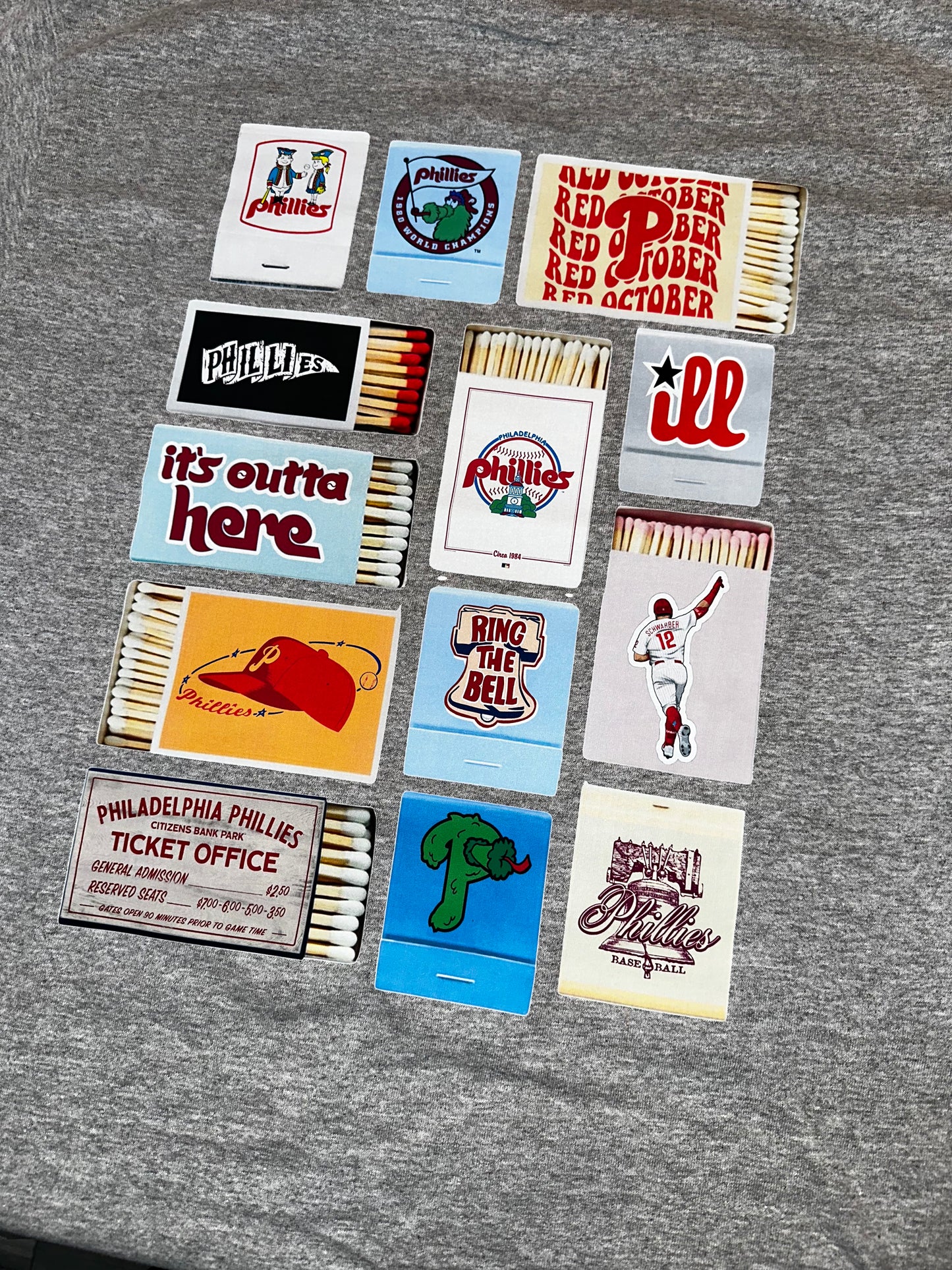 Philadelphia Phillies Matchbox Design T-Shirt, Retro Baseball Graphic Tee
