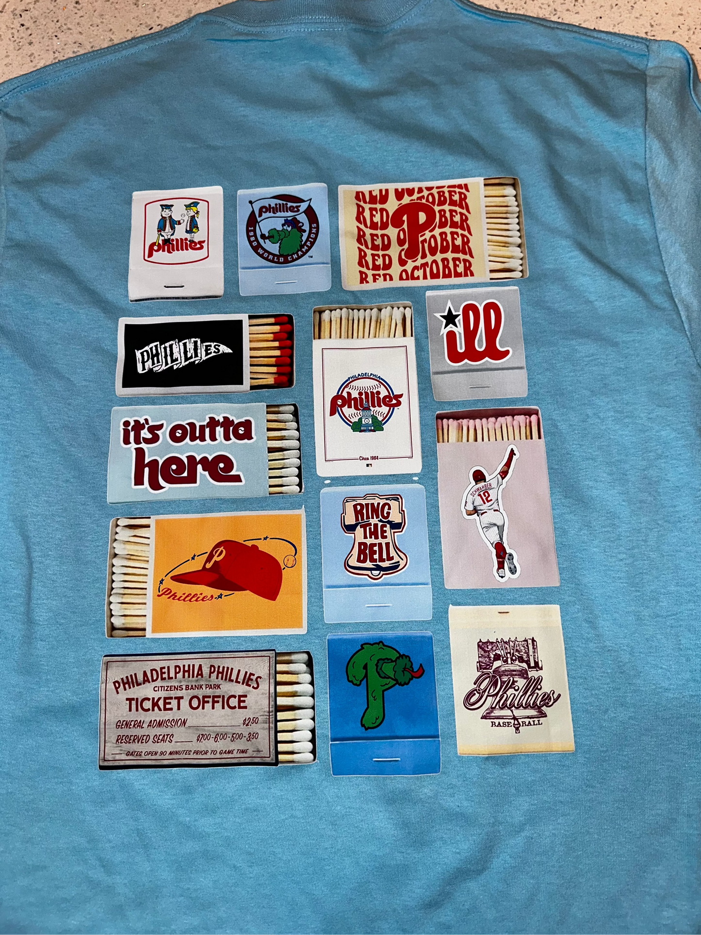 Philadelphia Phillies Matchbox Design T-Shirt, Retro Baseball Graphic Tee