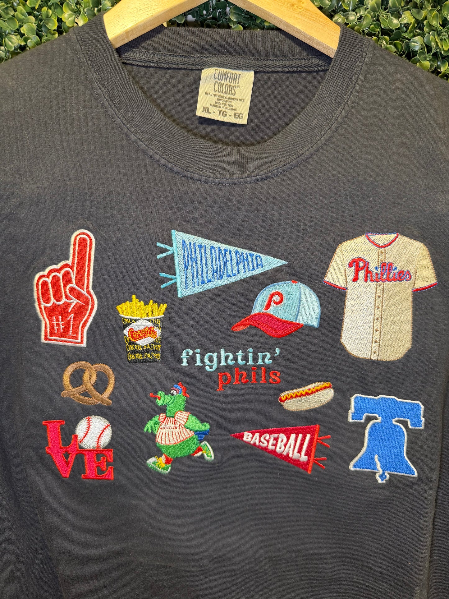 Philadelphia Embroidered Collage Hoodie, Crewneck or T-Shirt – Philly Baseball Inspired Apparel
