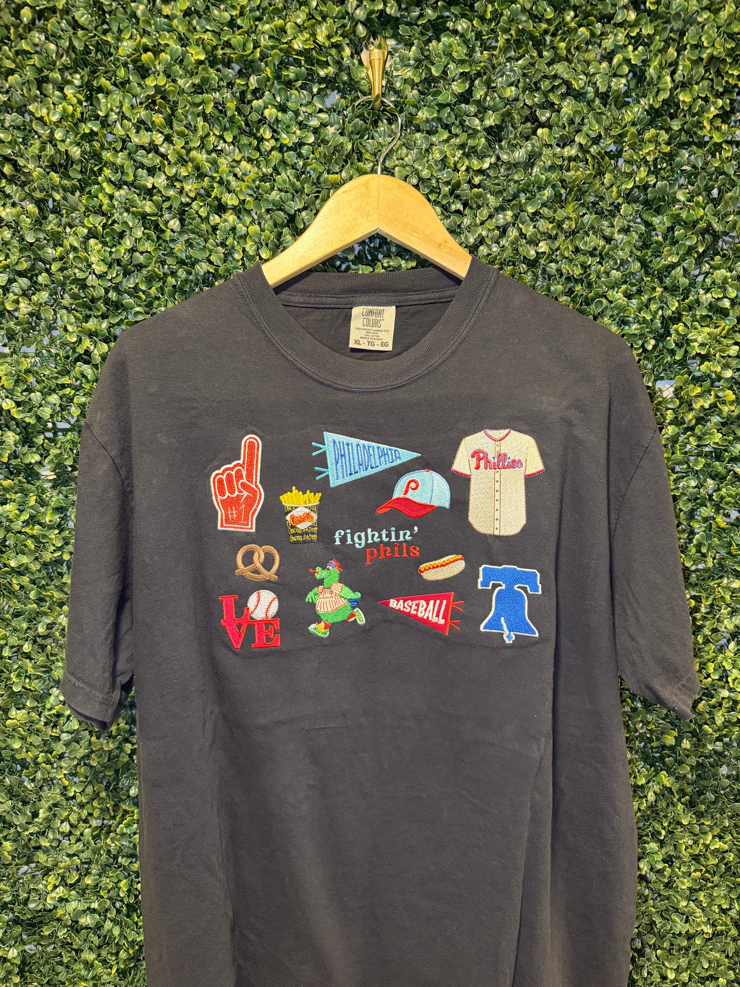 Philadelphia Embroidered Collage Hoodie, Crewneck or T-Shirt – Philly Baseball Inspired Apparel