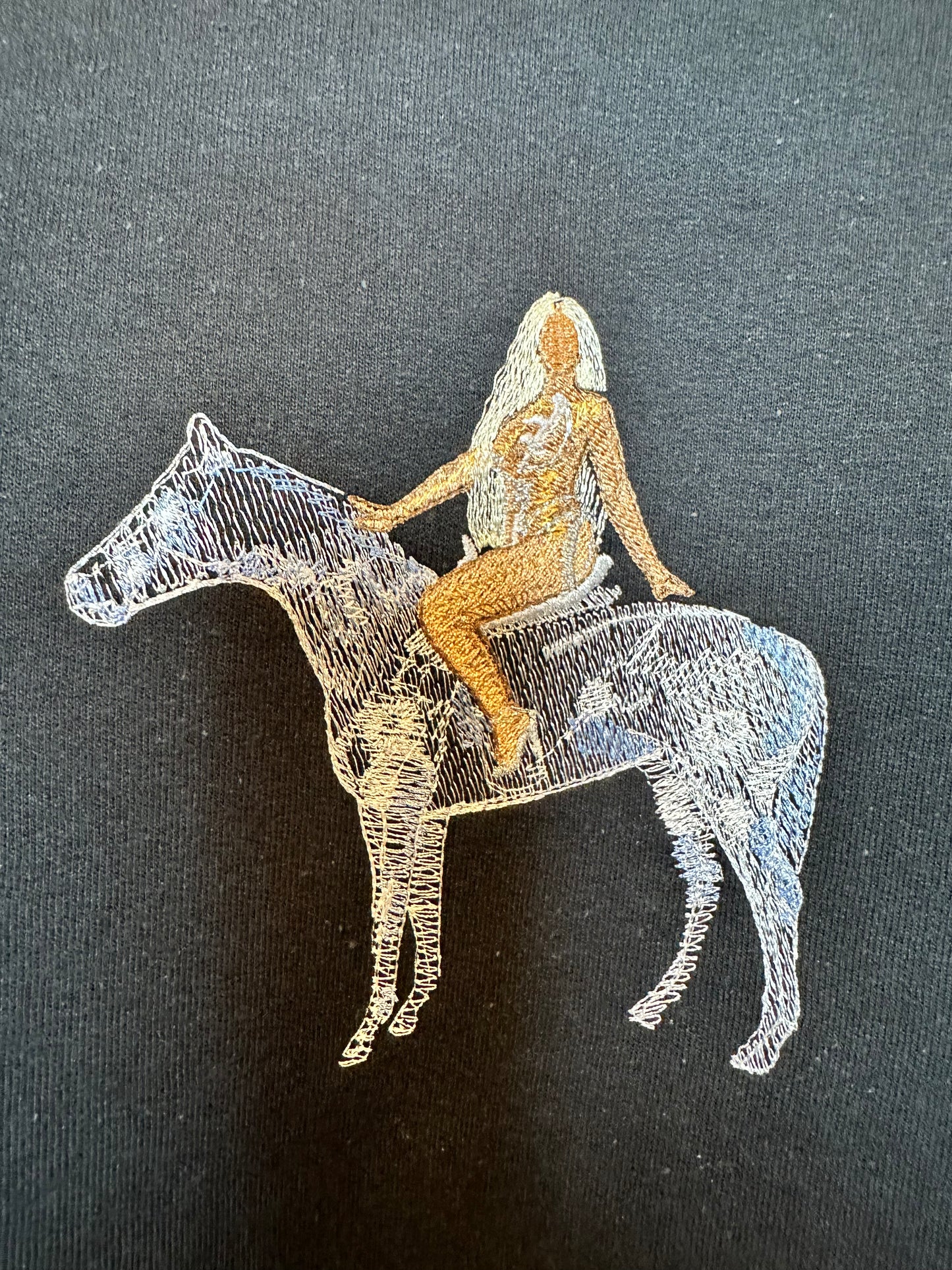Beyoncé Renaissance Horse Embroidered Tee, Crewneck, or Hoodie - Black Embroidery Sweatshirt