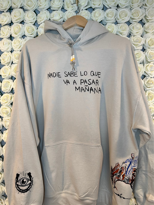 Benito Unisex Hoodie - 'Nadie Sabe Lo Que Va A Pasar Mañana' - Front Embroidered or HTV option - Tracklist Back Design - Puerto Rico