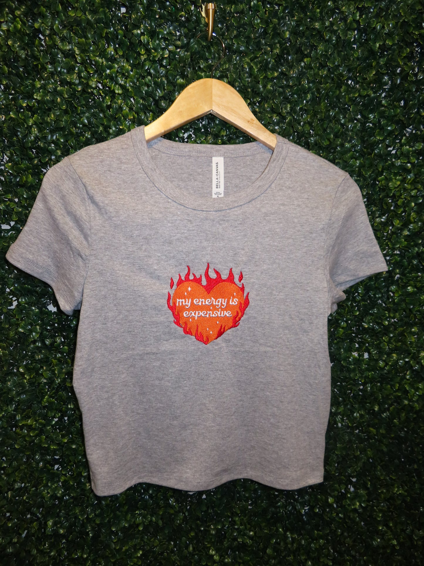 Expensive Energy Embroidered Baby Tee | T-Shirt