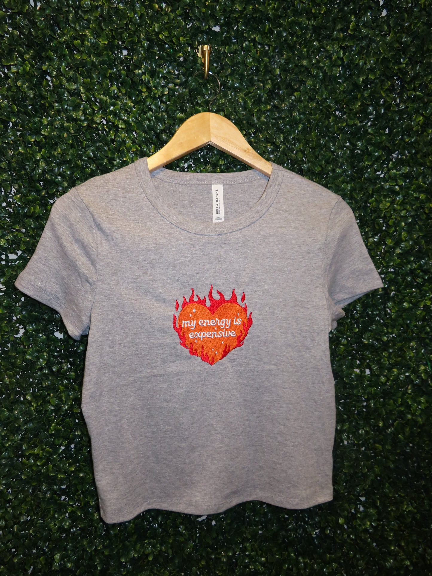 Expensive Energy Embroidered Baby Tee | T-Shirt