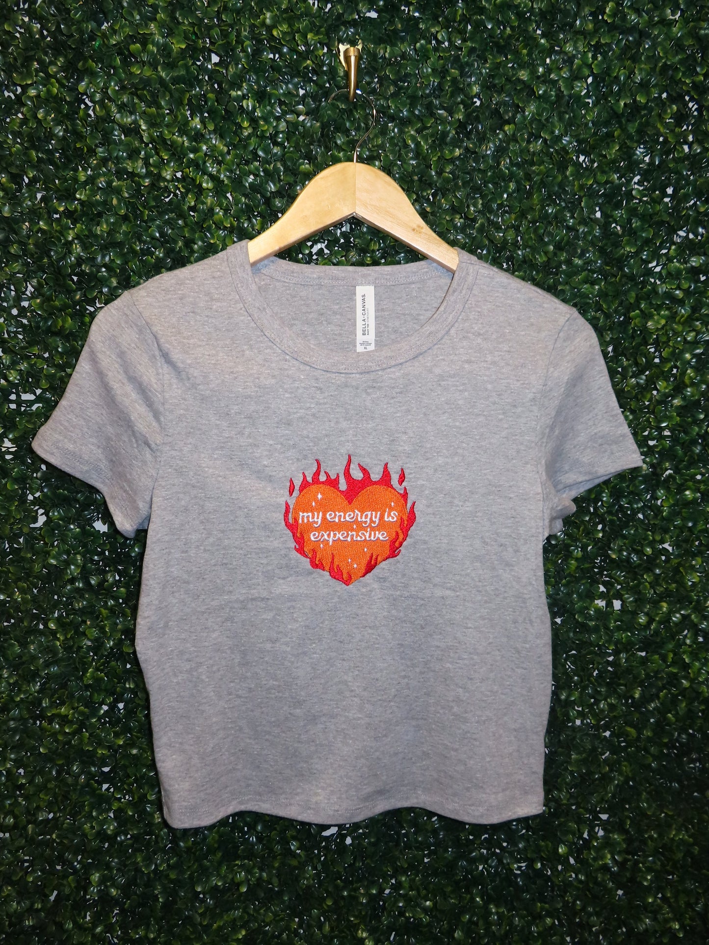 Expensive Energy Embroidered Baby Tee | T-Shirt