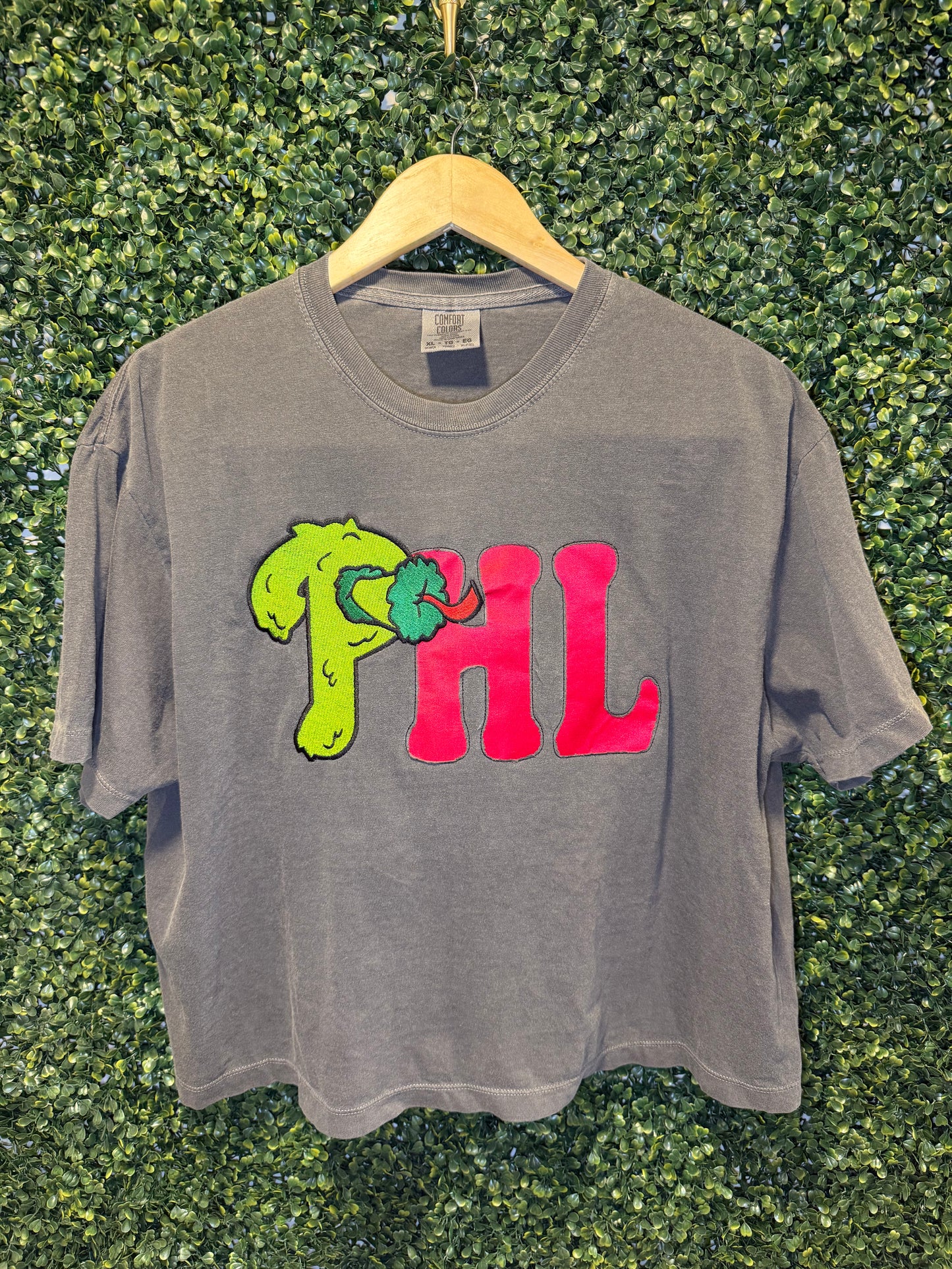 Philly Embroidered Shirt, Boxy T-Shirt, Reverse Applique Tee, Philadelphia Baseball