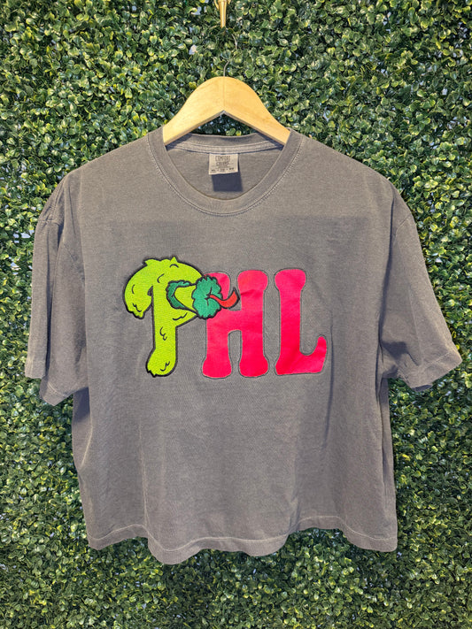 Philly Embroidered Shirt, Boxy T-Shirt, Reverse Applique Tee, Philadelphia Baseball