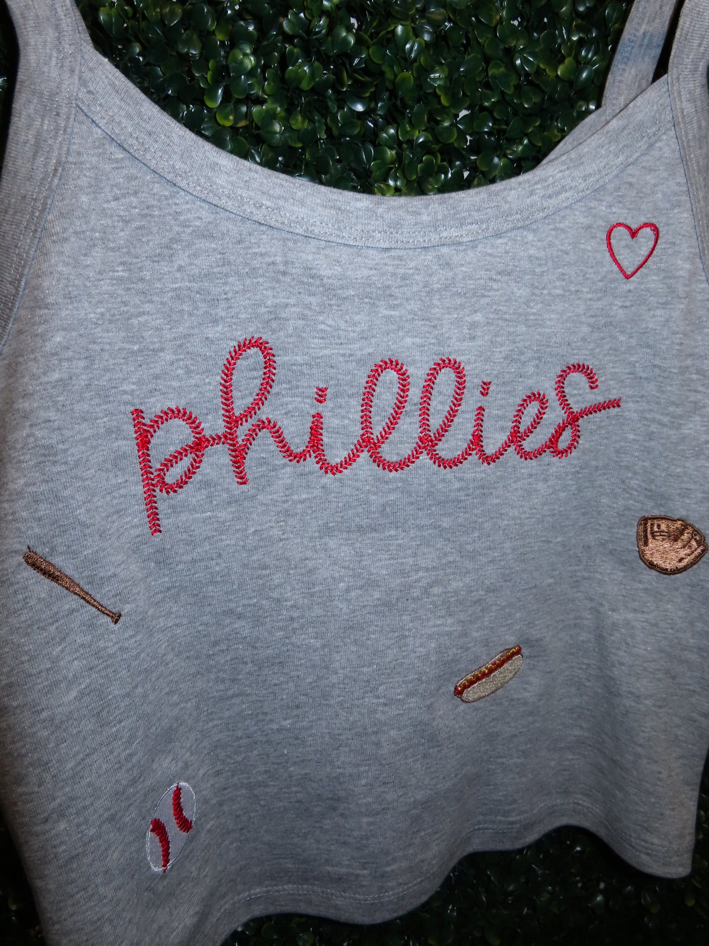 Phillies Embroidered Baby Tee & Scoop Tank – Micro Ribbed Fitted Top, Minimal Baseball Design | Philadelphia Baseball