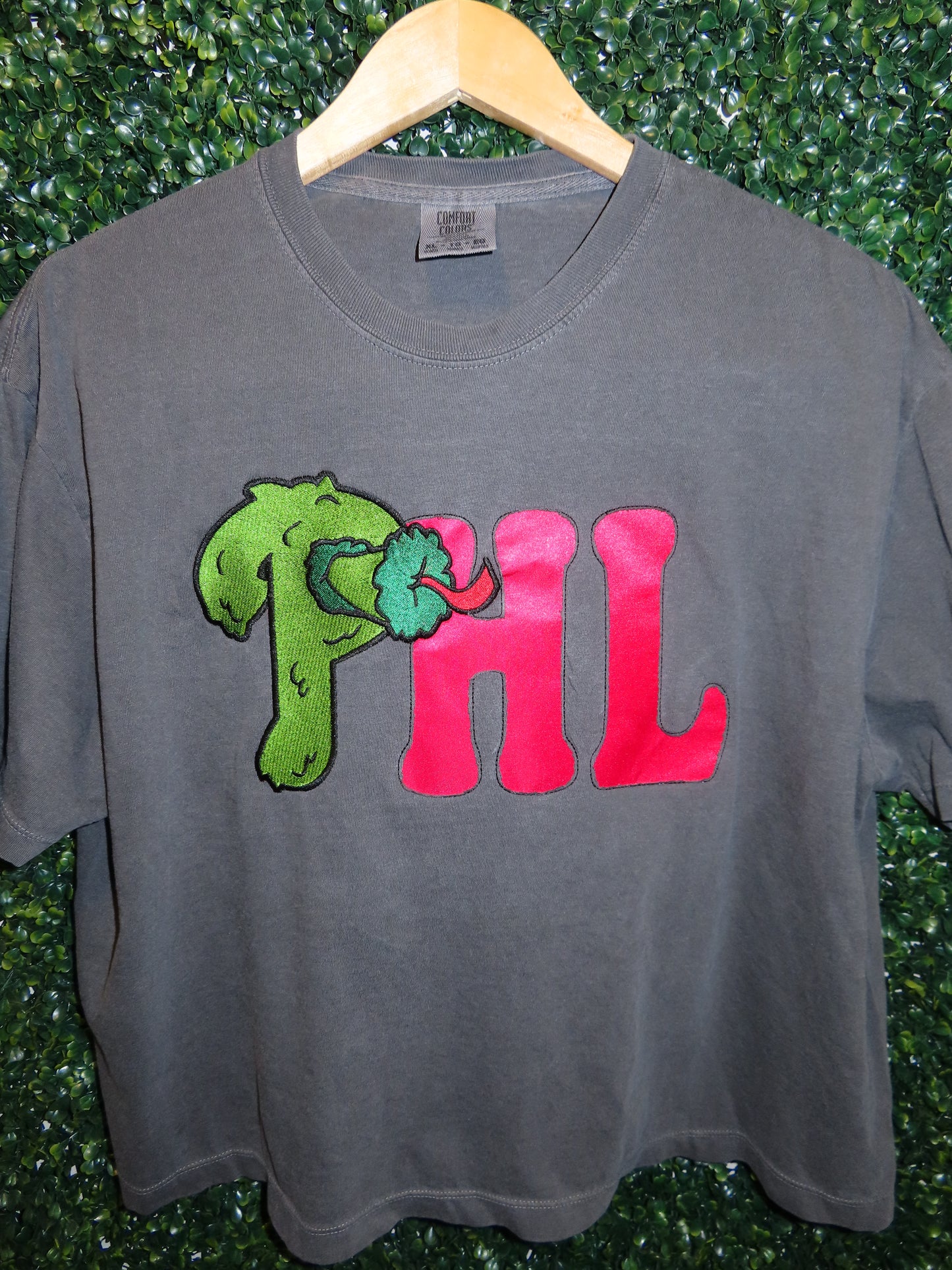Philly Embroidered Shirt, Boxy T-Shirt, Reverse Applique Tee, Philadelphia Baseball
