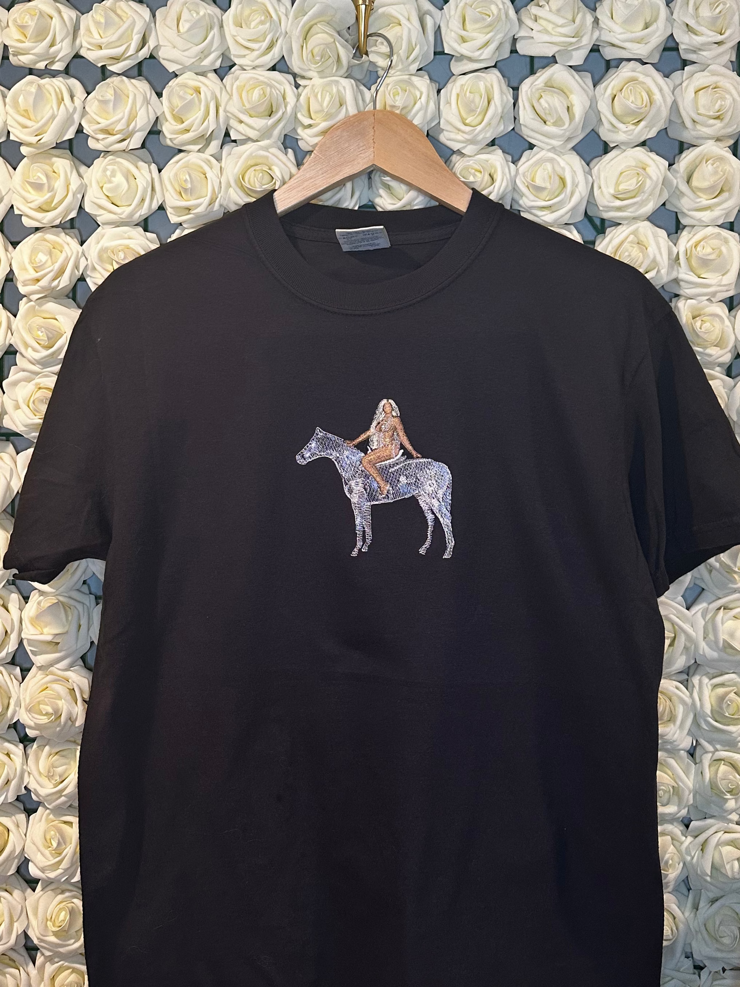 Beyoncé Renaissance Horse Embroidered Tee, Crewneck, or Hoodie - Black Embroidery Sweatshirt