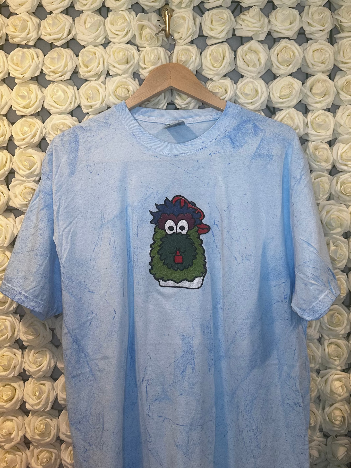 Philly Mascot Embroidered Tie Dye T-Shirt, Philadelphia Baseball Shirt