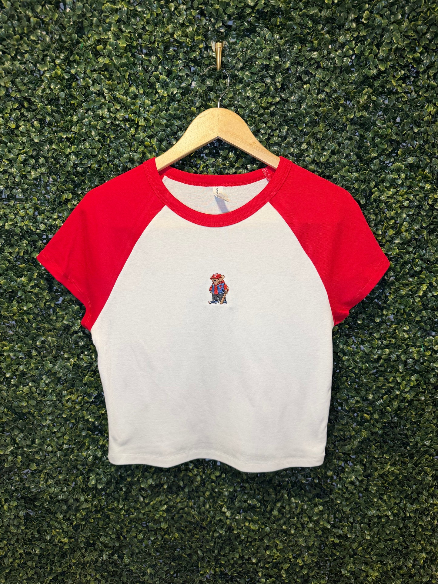 ⚾ Phillies Bear Embroidered Raglan Baby Tee – Philadelphia Baseball Inspired